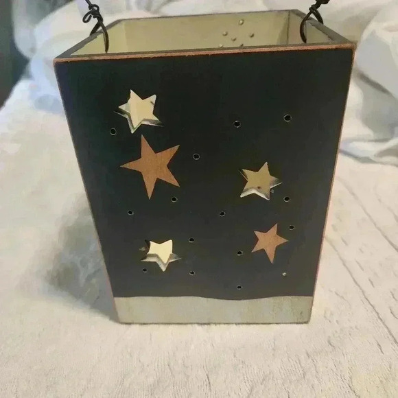 Vintage Wooden Snowman Luminary Tea light Candle Holder Votive 6" Primitive - Picture 3 of 5